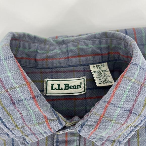 L.L. Bean Vintage 100% Cotton Button Down Shirt Long Sleeve 80s Large Tall - Picture 3 of 9